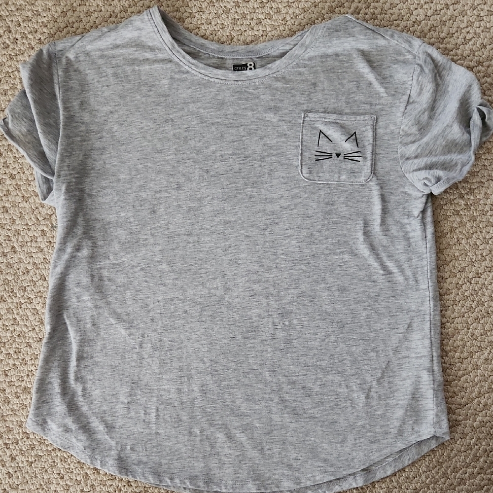 Gray Cat Face Kids T-Shirt